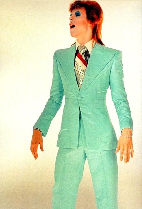 young 80s david bowie turquoise suit